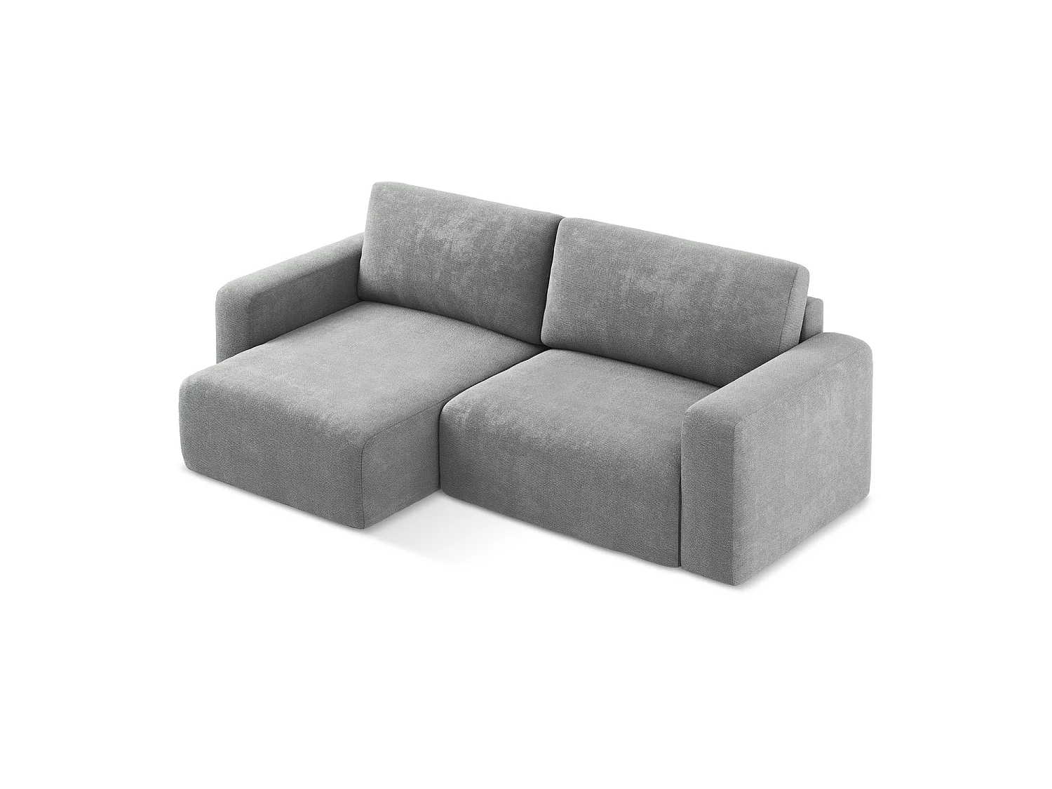 Canapé d’angle 3 places gauche convertible en tissu chenille - gris - OSTIA