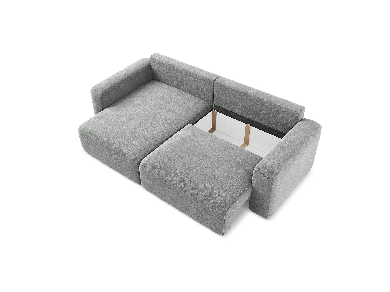 Canapé d’angle 3 places gauche convertible en tissu chenille - gris - OSTIA