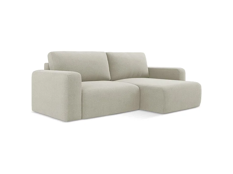 Ecksofa mit Schlaffunktion - Ecke Rechts - Strukturstoff - Hell beige - KONA