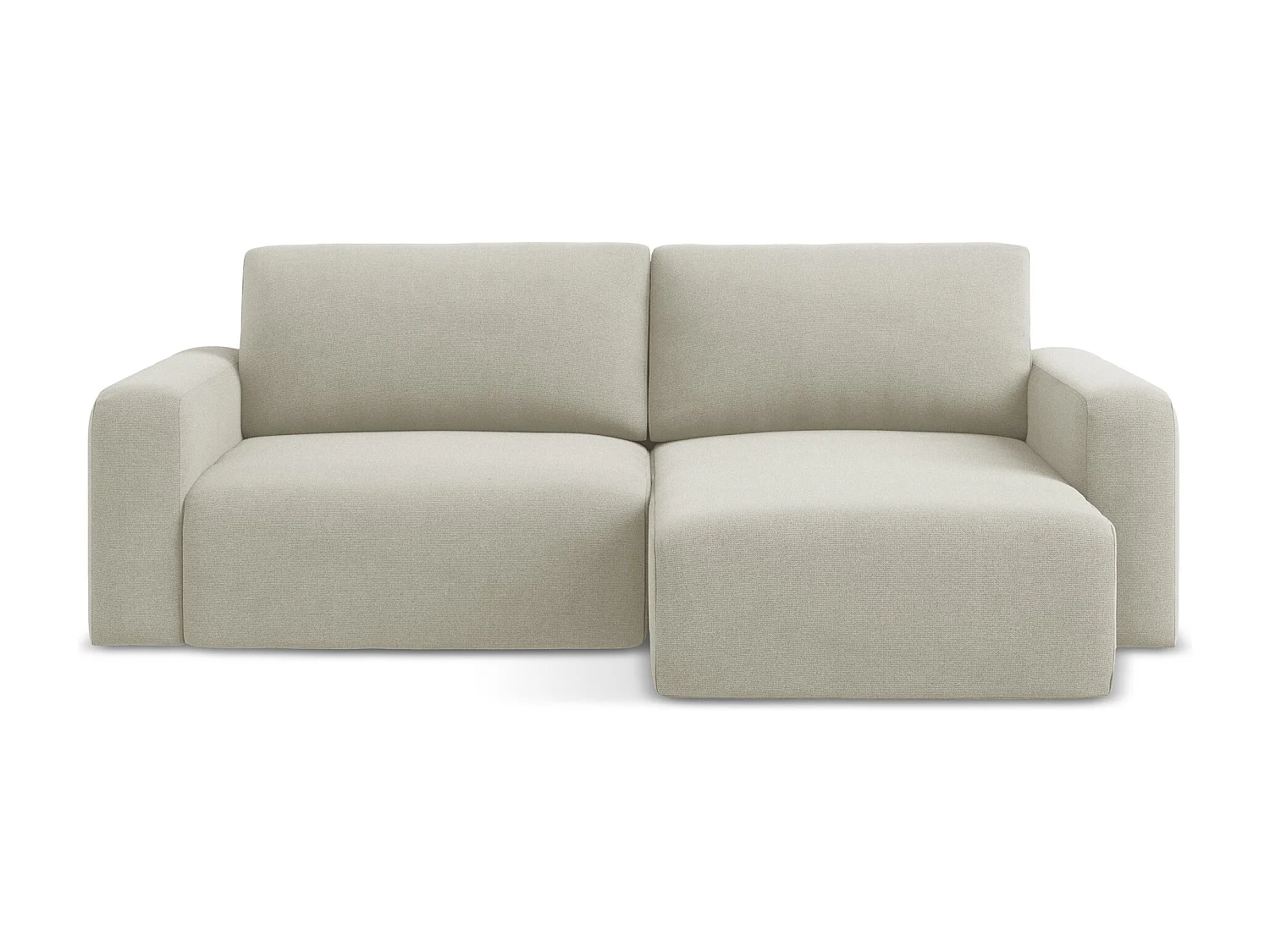 Ecksofa mit Schlaffunktion - Ecke Rechts - Strukturstoff - Hell beige - KONA