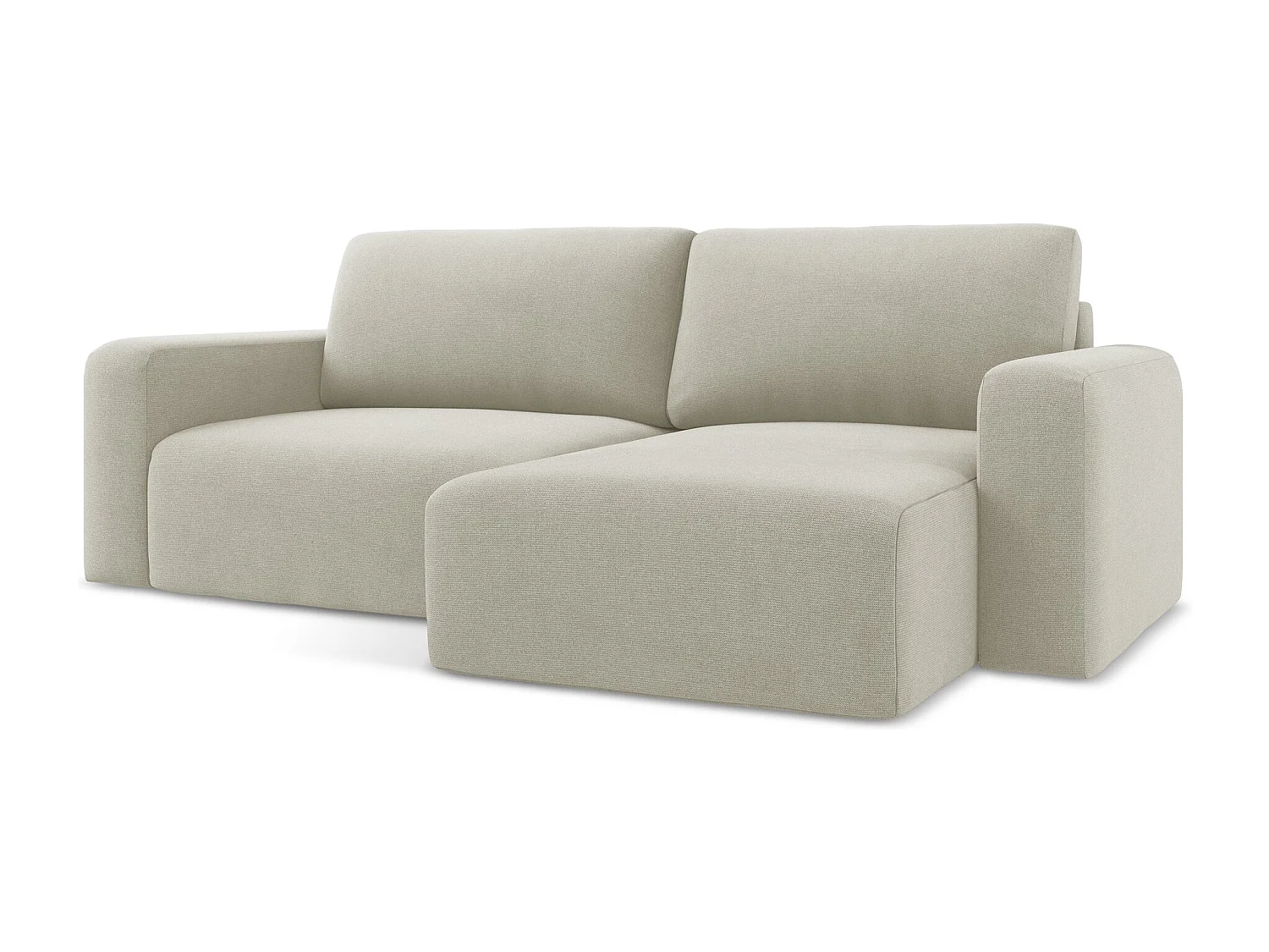Ecksofa mit Schlaffunktion - Ecke Rechts - Strukturstoff - Hell beige - KONA