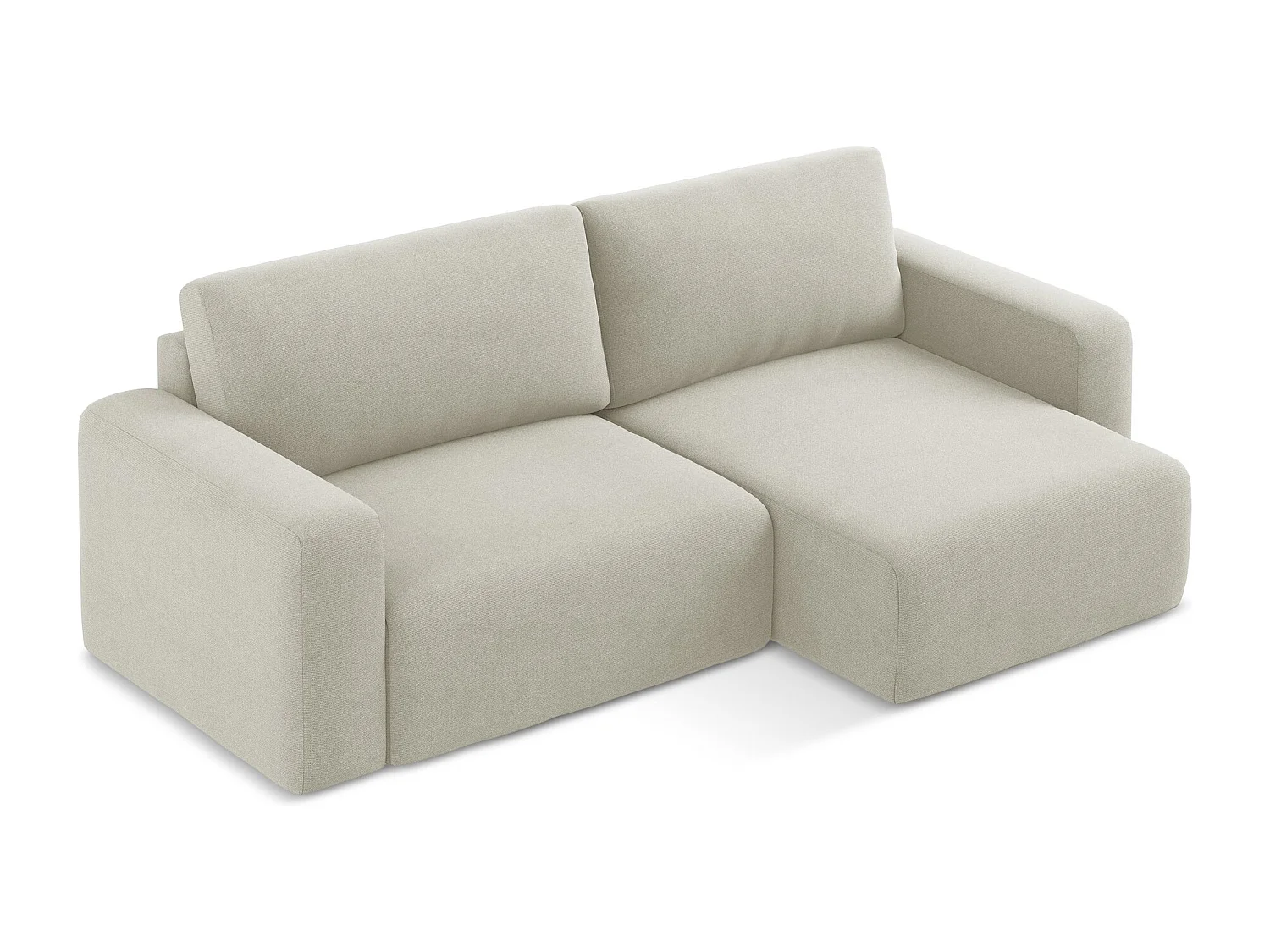 Ecksofa mit Schlaffunktion - Ecke Rechts - Strukturstoff - Hell beige - KONA