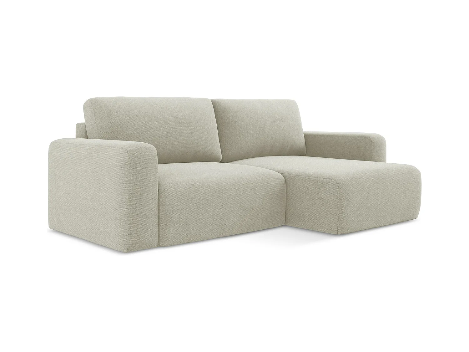 Canapé d’angle 3 places droit convertible en Strukturstoff - beige clair - KONA