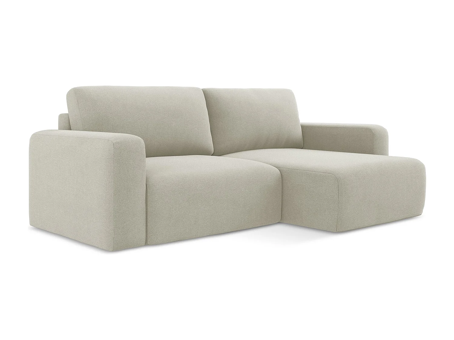 Canapé d’angle 3 places droit convertible en Strukturstoff - beige clair - KONA