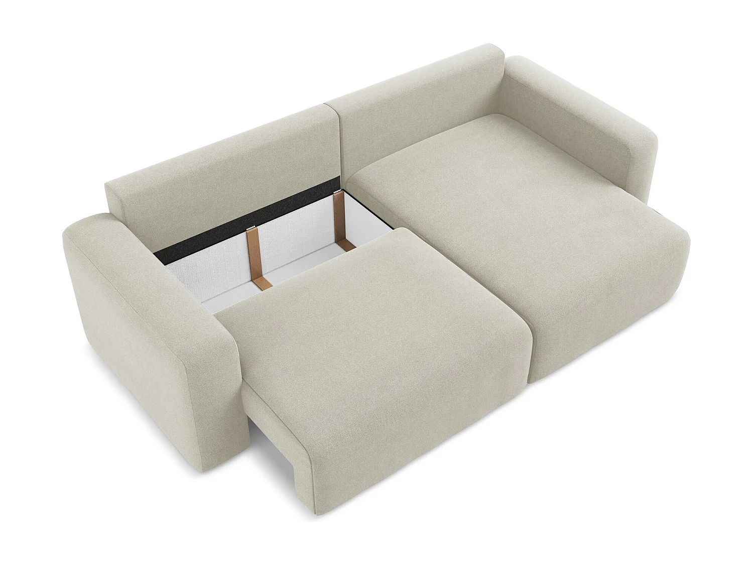 Canapé d’angle 3 places droit convertible en Strukturstoff - beige clair - KONA