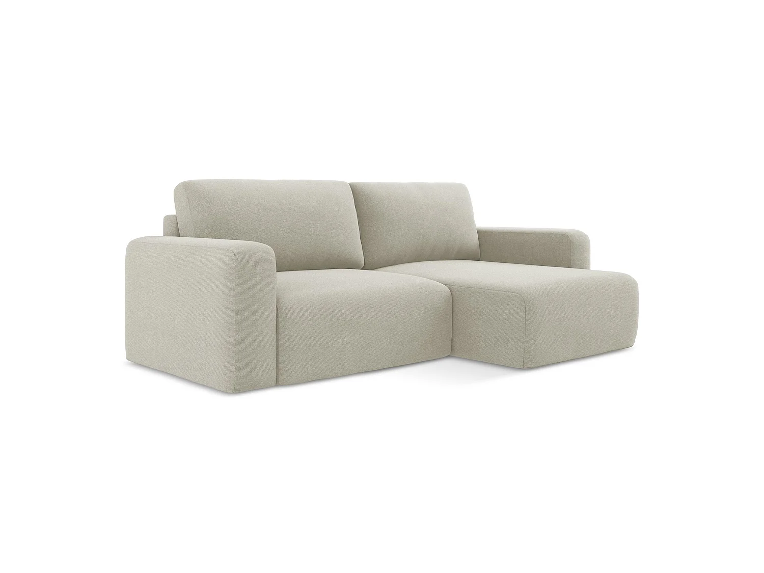 Canapé d'angle droit convertible en tissu texturé - beige clair - OSTIA