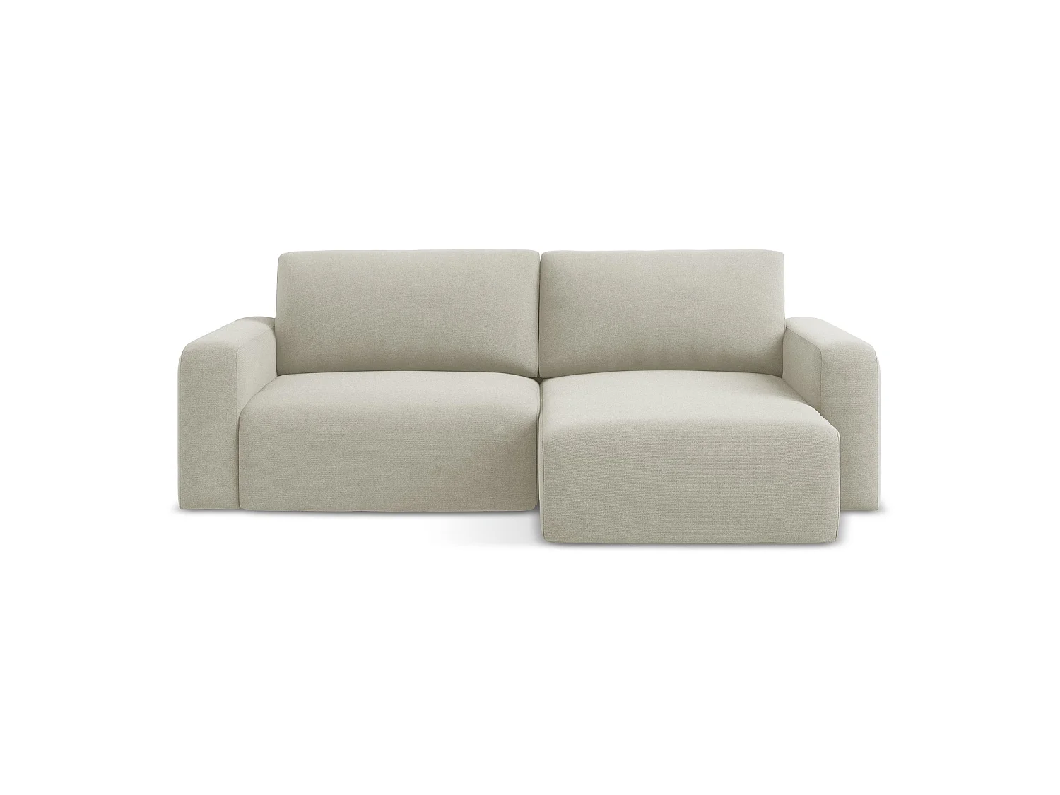 Canapé d'angle droit convertible en tissu texturé - beige clair - OSTIA