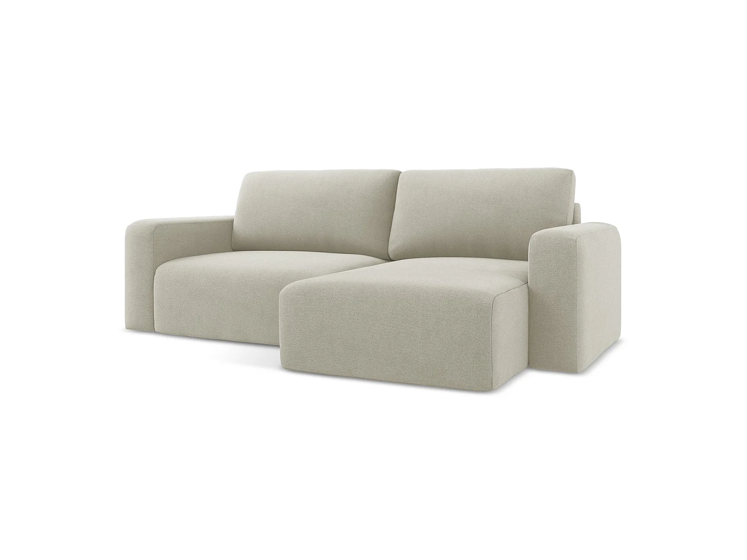 Canapé d'angle droit convertible en tissu texturé - beige clair - OSTIA