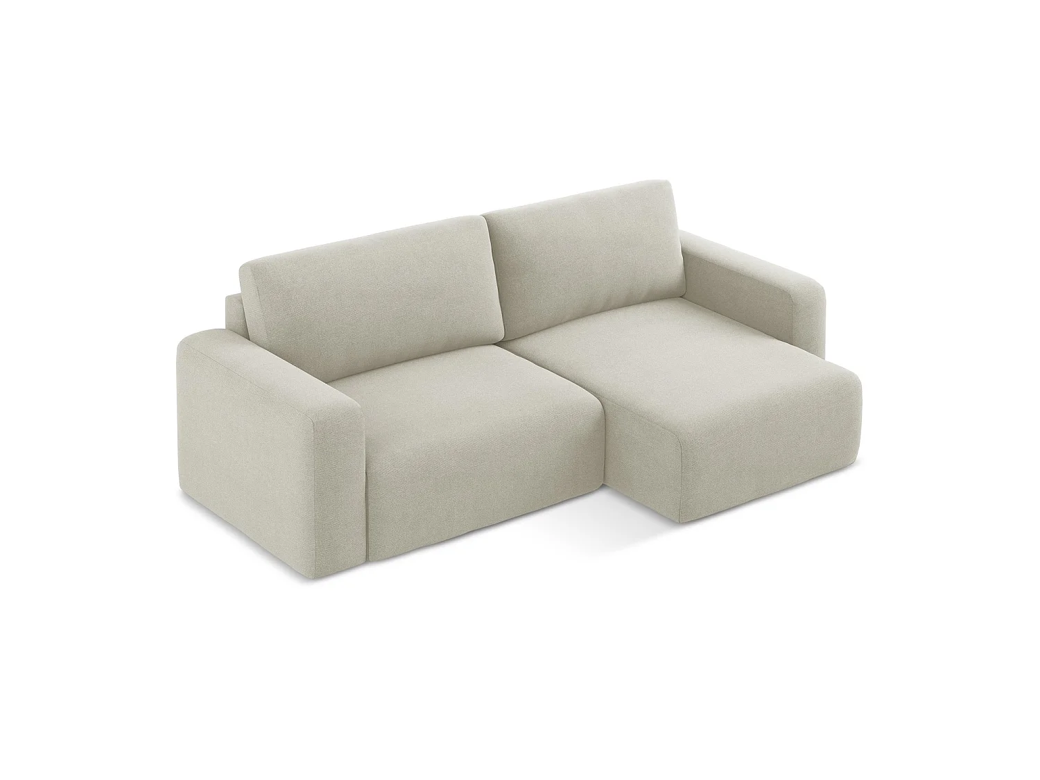 Canapé d'angle droit convertible en tissu texturé - beige clair - OSTIA