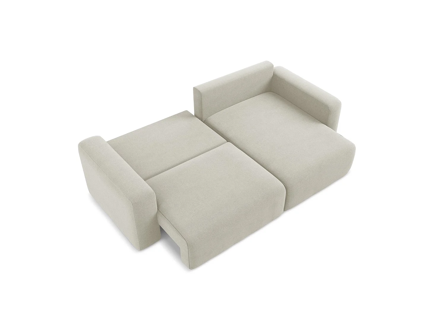 Canapé d'angle droit convertible en tissu texturé - beige clair - OSTIA