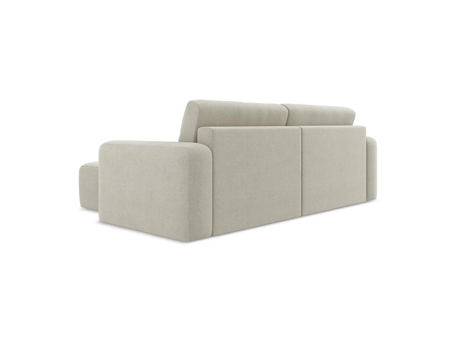 Canapé d'angle droit convertible en tissu texturé - beige clair - OSTIA
