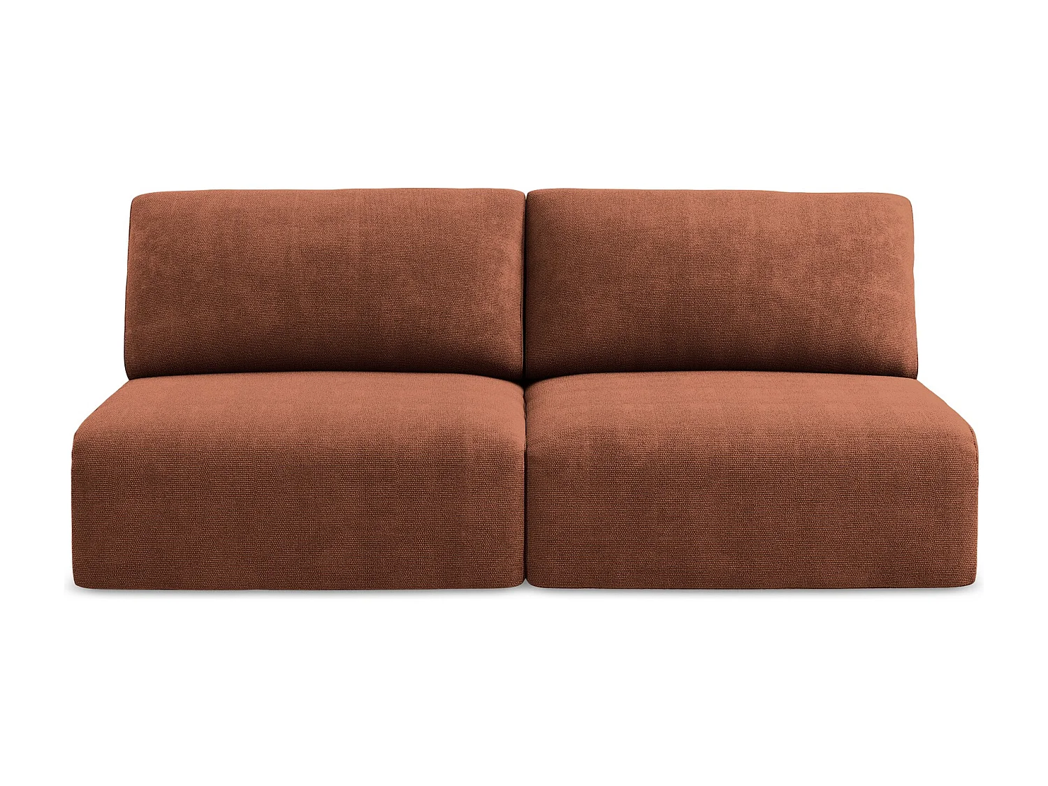 3-zits open bank met bedfunctie van terracotta chenille stof - KONA