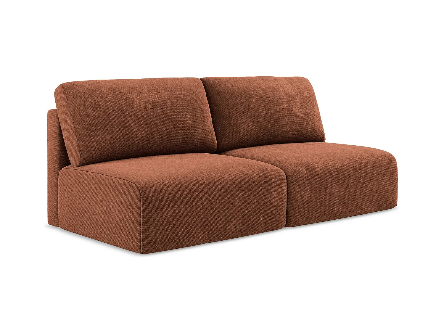 3-Sitzer Sofa ohne Armlehne mit Schlaffunktion - / - Chenille - Terrakotta - KONA