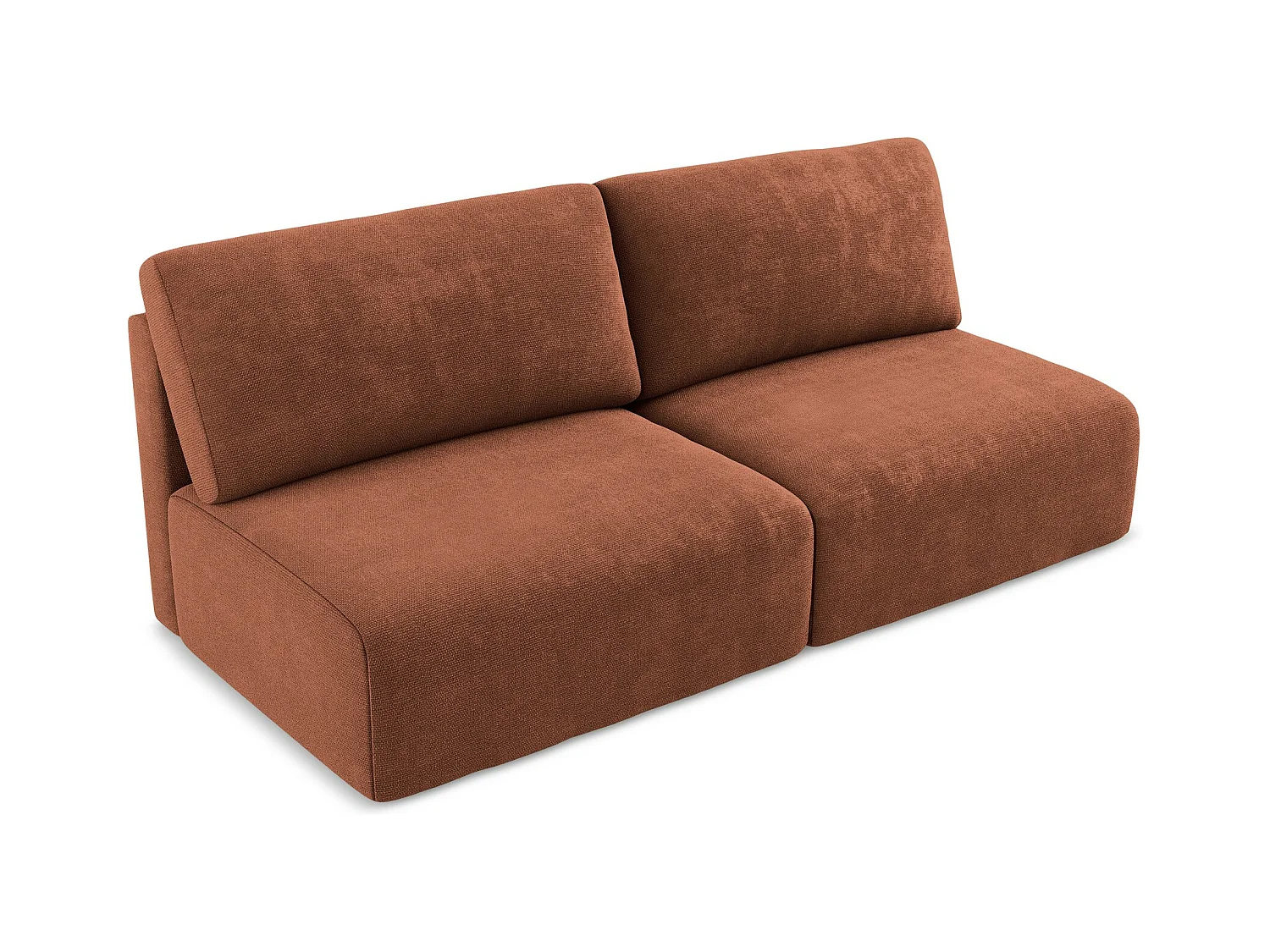Canapé 3 places sans accoudoir convertible en Chenille - terre cuite - KONA