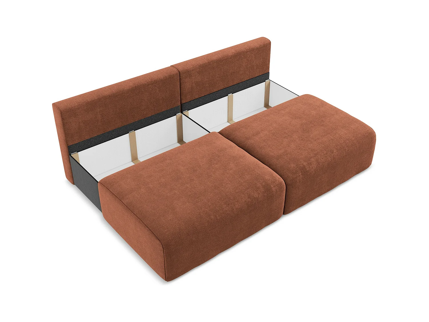 Canapé 3 places sans accoudoir convertible en Chenille - terre cuite - KONA