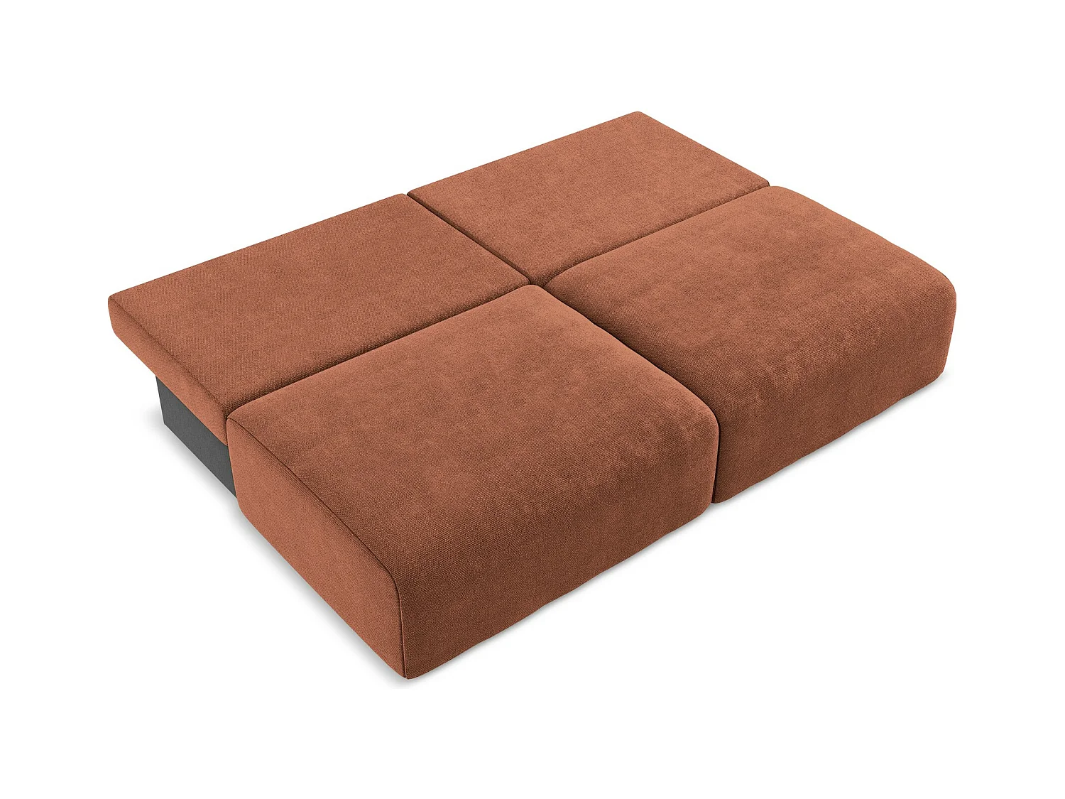 Canapé 3 places sans accoudoir convertible en Chenille - terre cuite - KONA