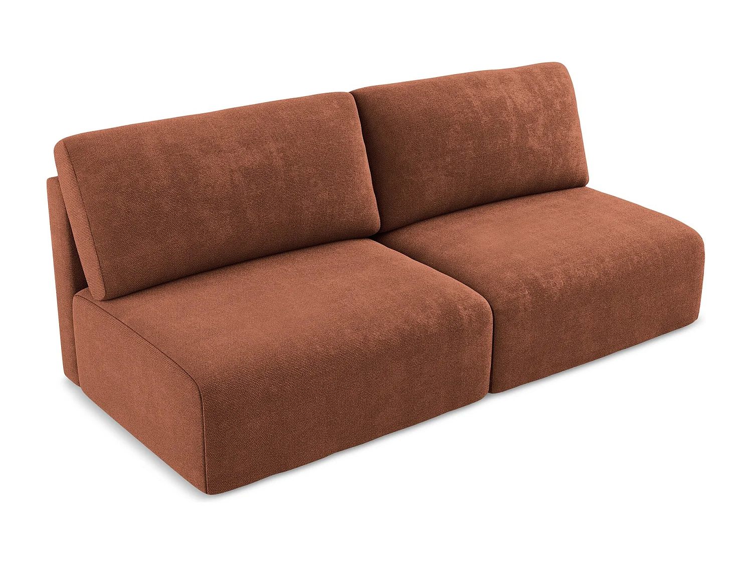 3-Sitzer Sofa ohne Armlehne mit Schlaffunktion - / - Chenille - Terrakotta - KONA