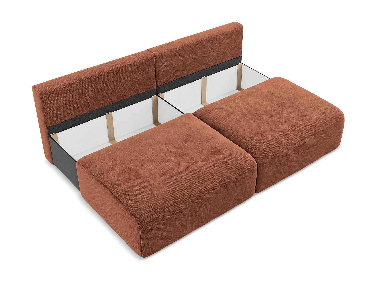 3-Sitzer Sofa ohne Armlehne mit Schlaffunktion - / - Chenille - Terrakotta - KONA