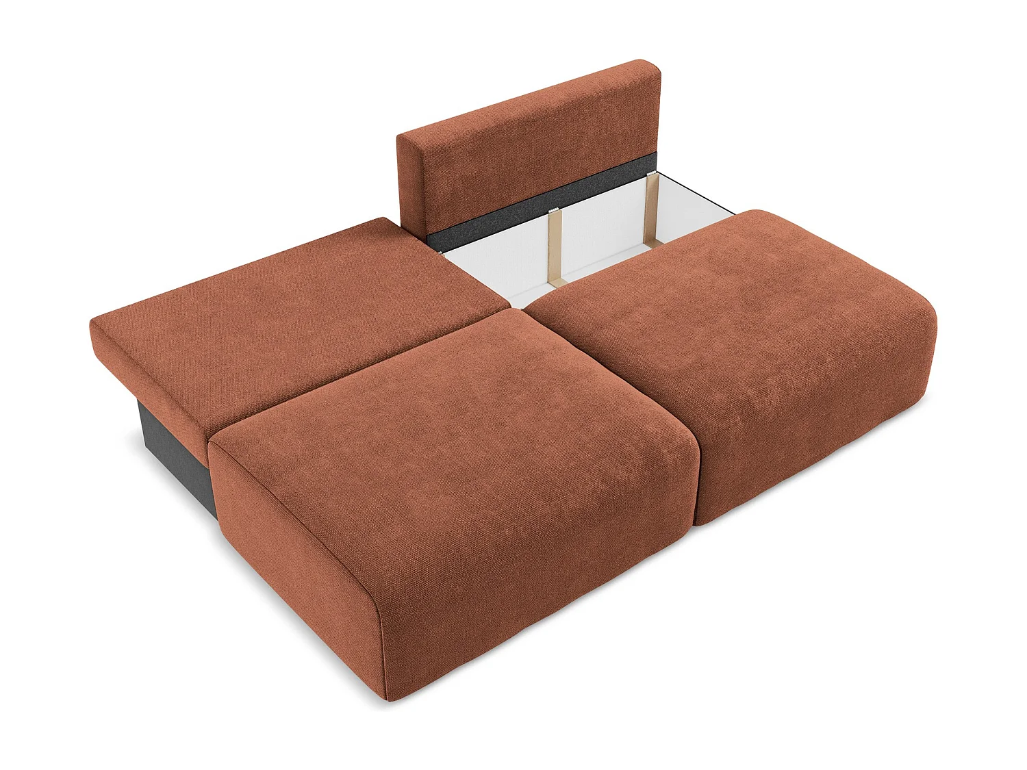 3-Sitzer Sofa ohne Armlehne mit Schlaffunktion - / - Chenille - Terrakotta - KONA