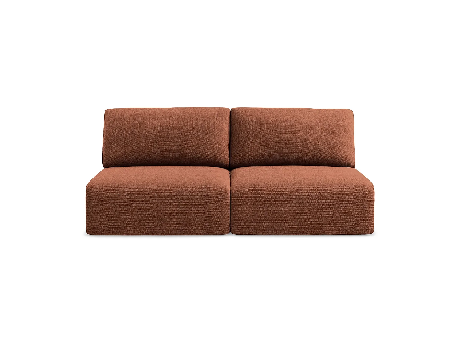 Canapé 3 places convertible en tissu chenille - terre cuite - OSTIA