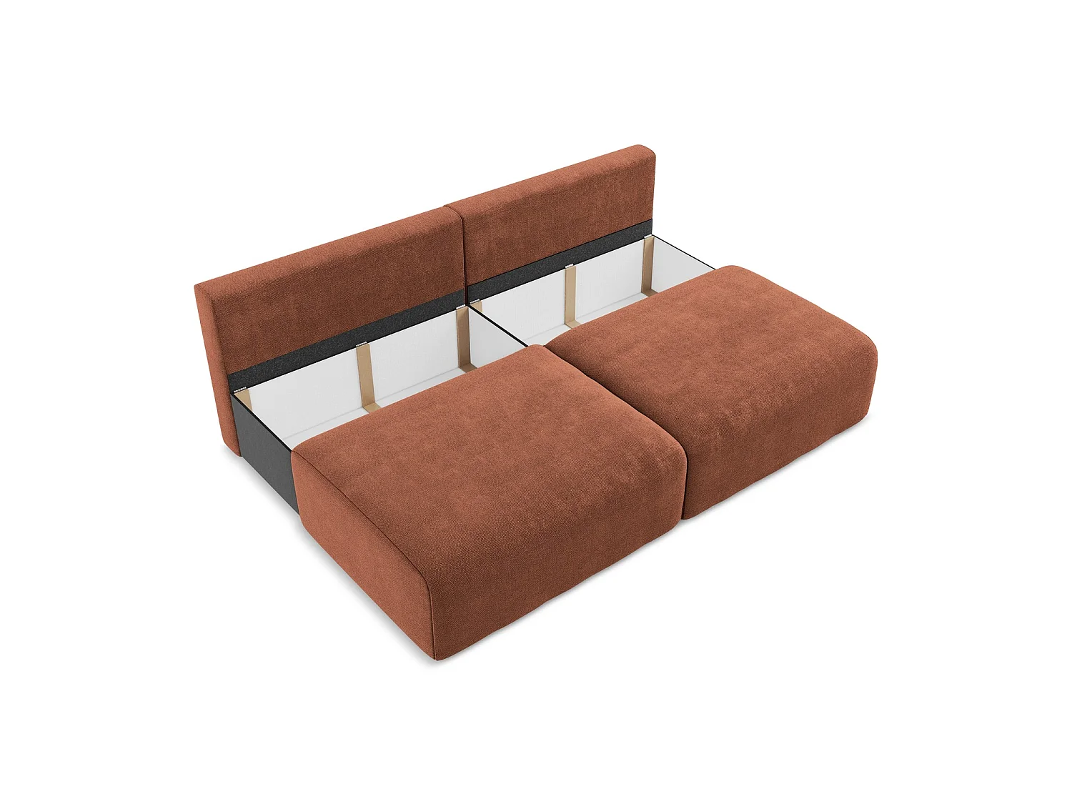 Canapé 3 places convertible en tissu chenille - terre cuite - OSTIA