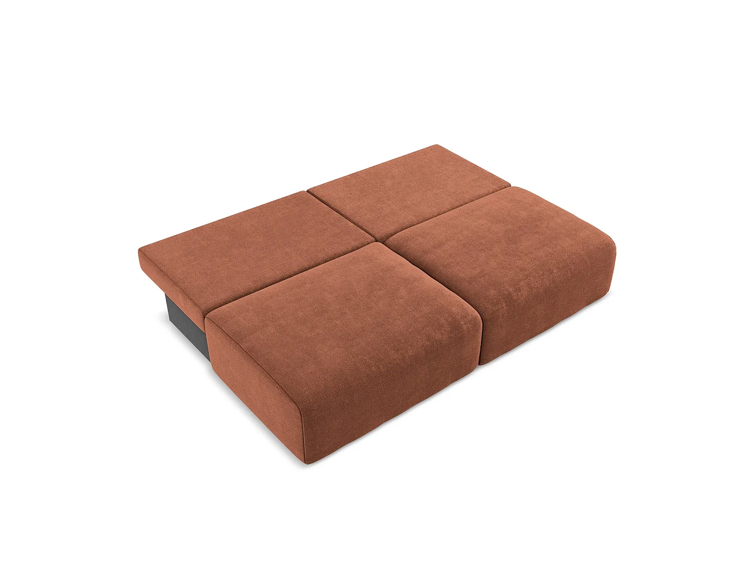 Canapé 3 places convertible en tissu chenille - terre cuite - OSTIA