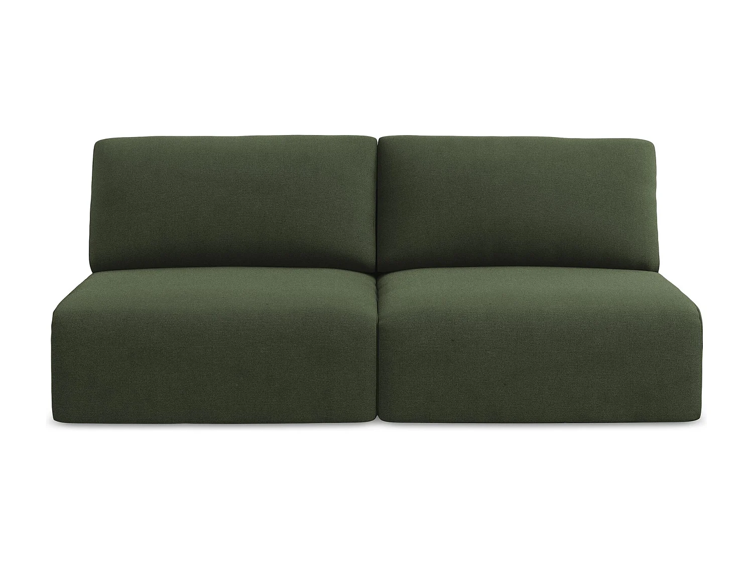 3-Sitzer Sofa ohne Armlehne mit Schlaffunktion - / - Strukturstoff - Olive - KONA
