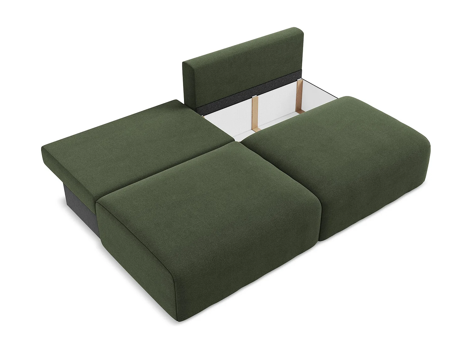 3-Sitzer Sofa ohne Armlehne mit Schlaffunktion - / - Strukturstoff - Olive - KONA
