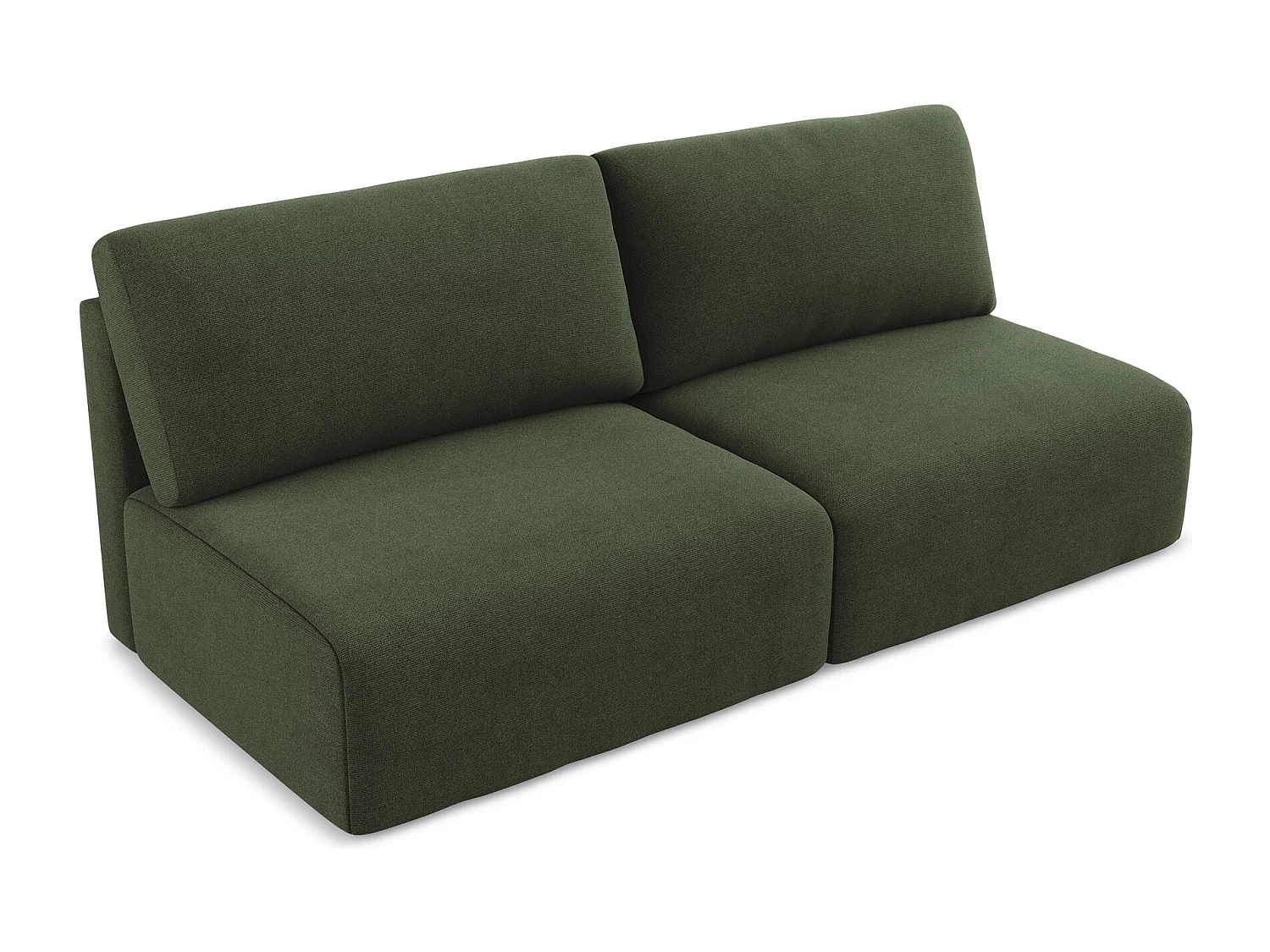 Canapé 3 places sans accoudoir convertible en Strukturstoff - olive - KONA