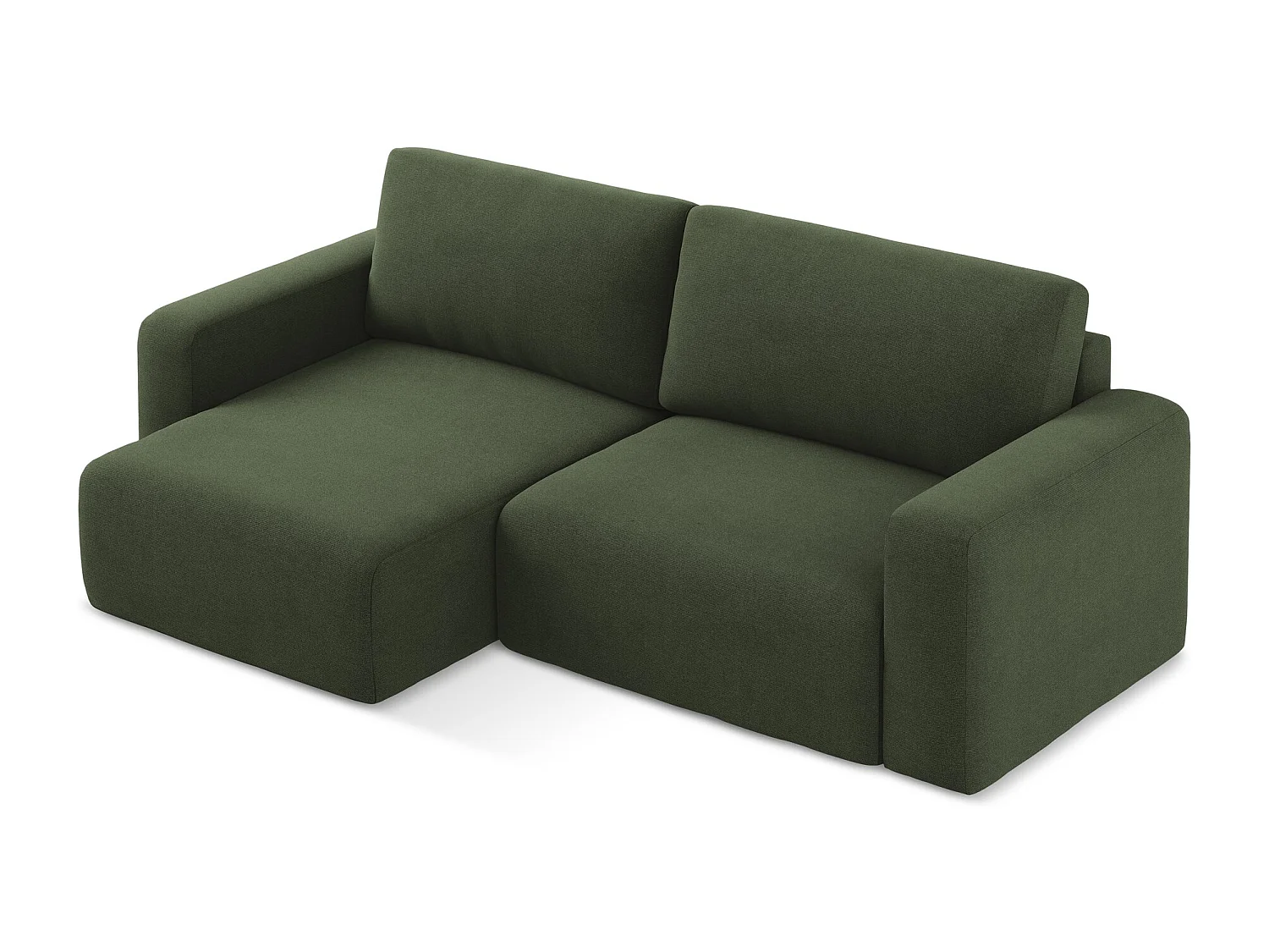 Narożnik lewostronny z funkcją spania - z tkaniny strukturalnej - oliwkowy - KONA