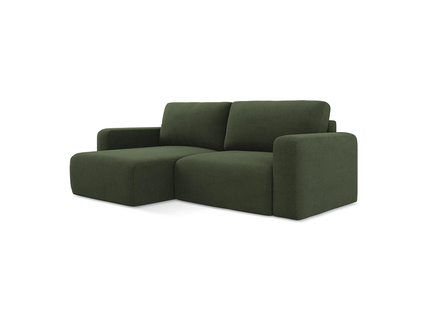 Canapé d’angle 3 places gauche convertible en tissu texturé - olive - OSTIA