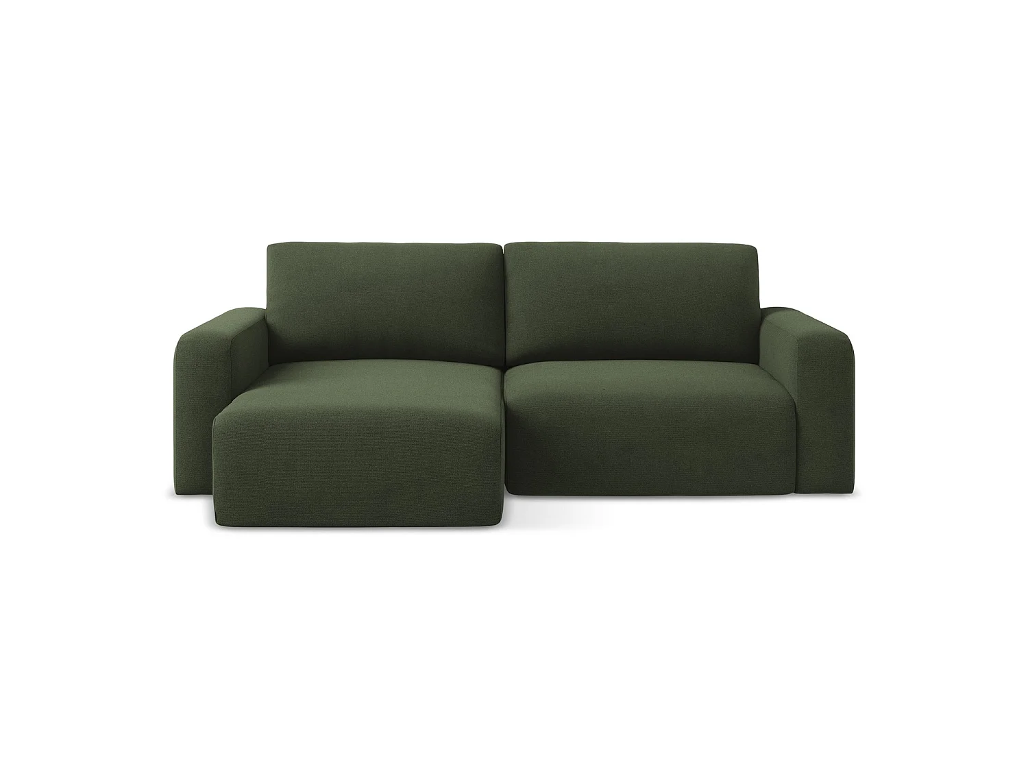 Canapé d’angle 3 places gauche convertible en tissu texturé - olive - OSTIA