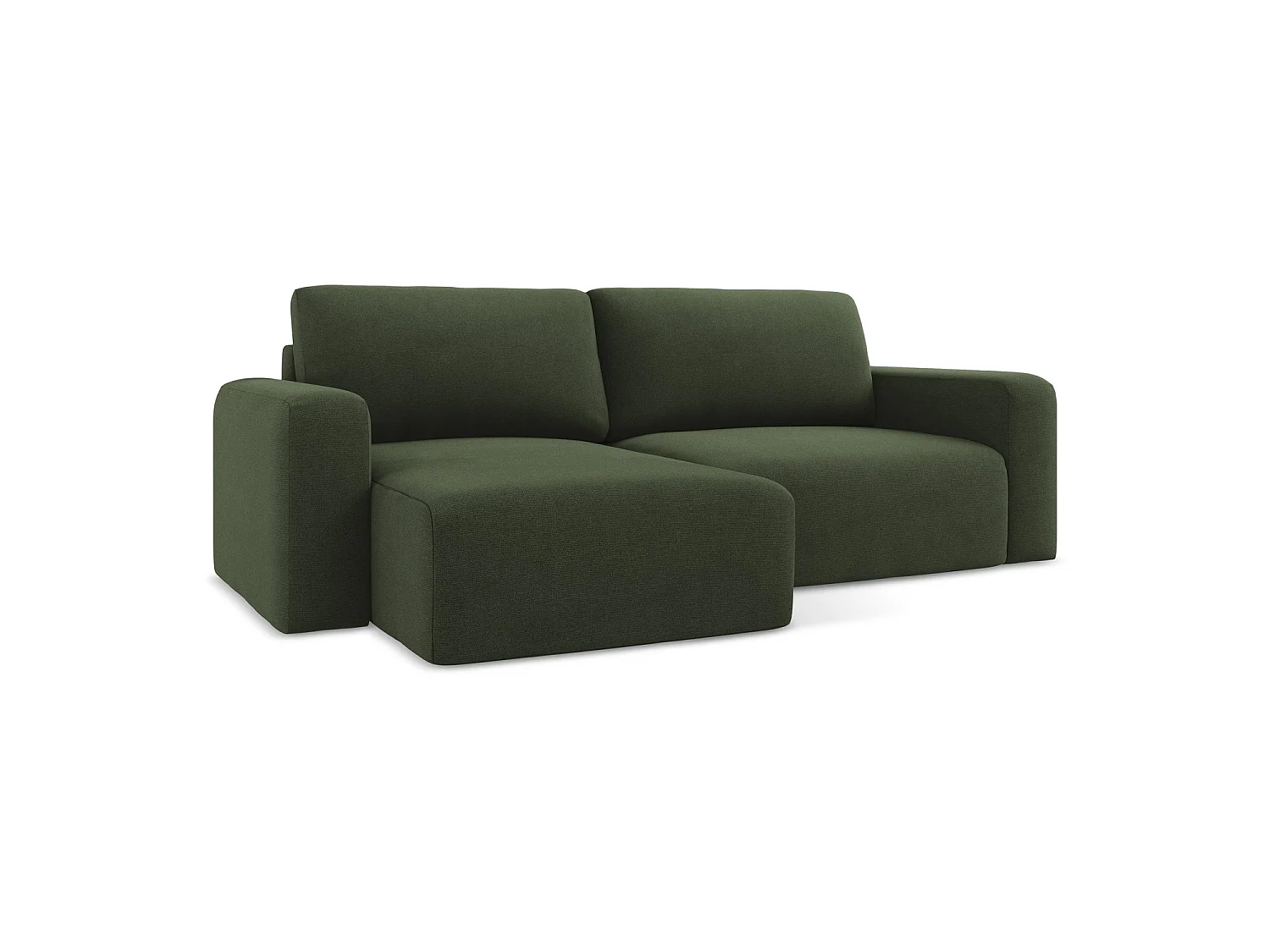 Canapé d’angle 3 places gauche convertible en tissu texturé - olive - OSTIA