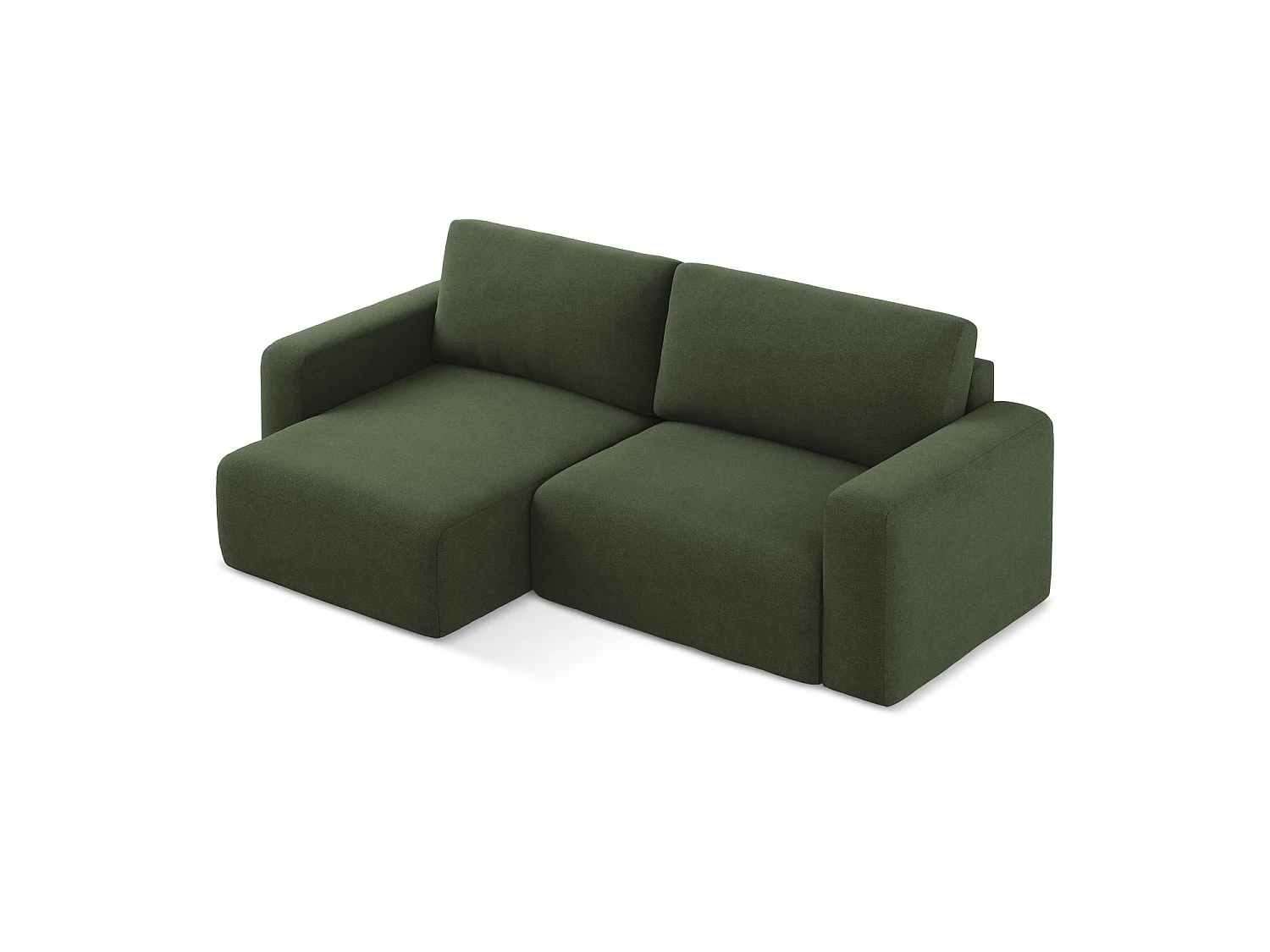 Canapé d’angle 3 places gauche convertible en tissu texturé - olive - OSTIA