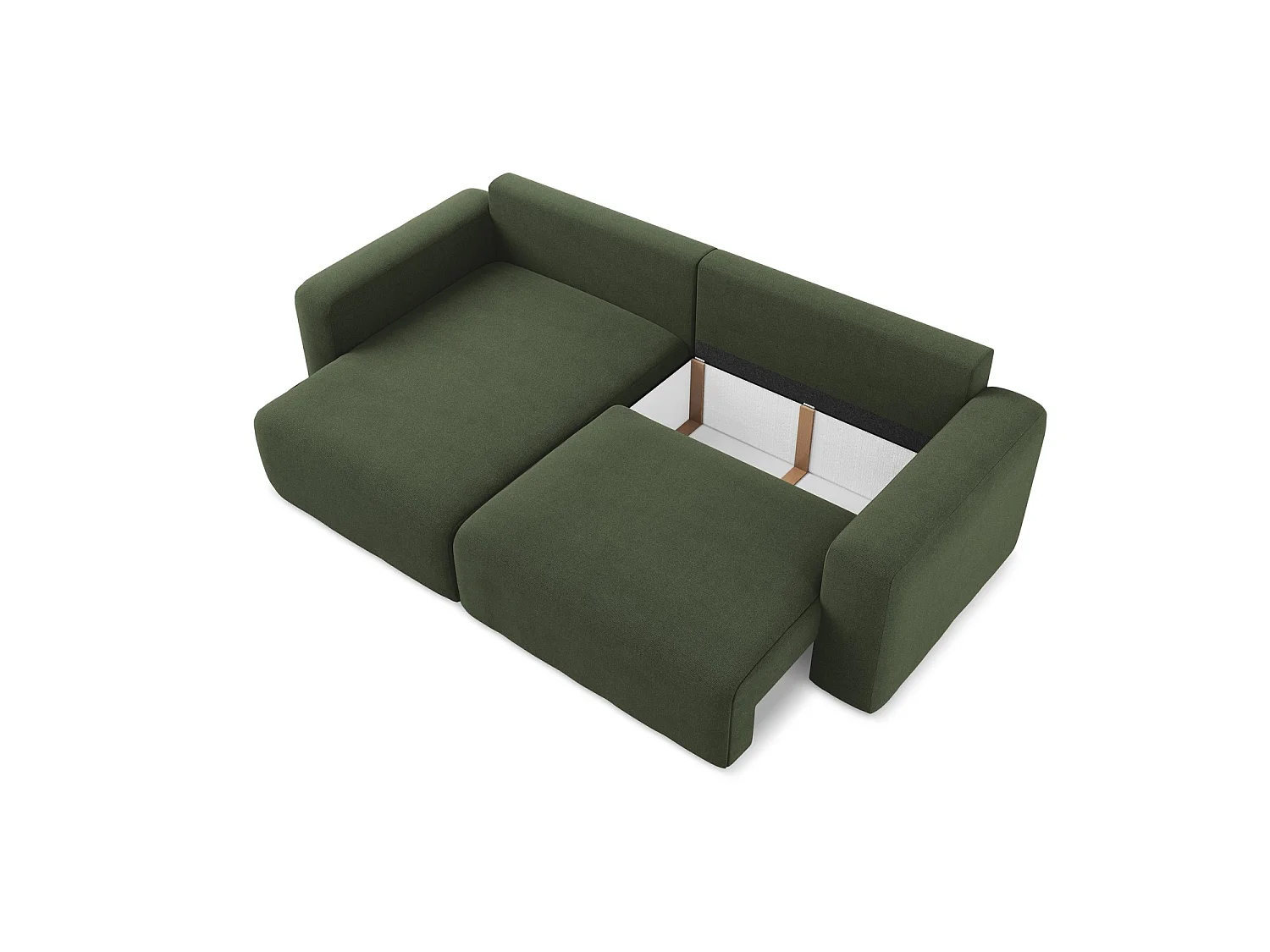 Canapé d’angle 3 places gauche convertible en tissu texturé - olive - OSTIA