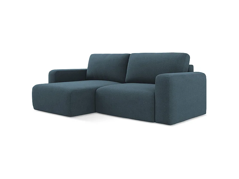 3-Sitzer Ecksofa mit Schlaffunktion - Ecke Links - Strukturstoff - Jeans - KONA