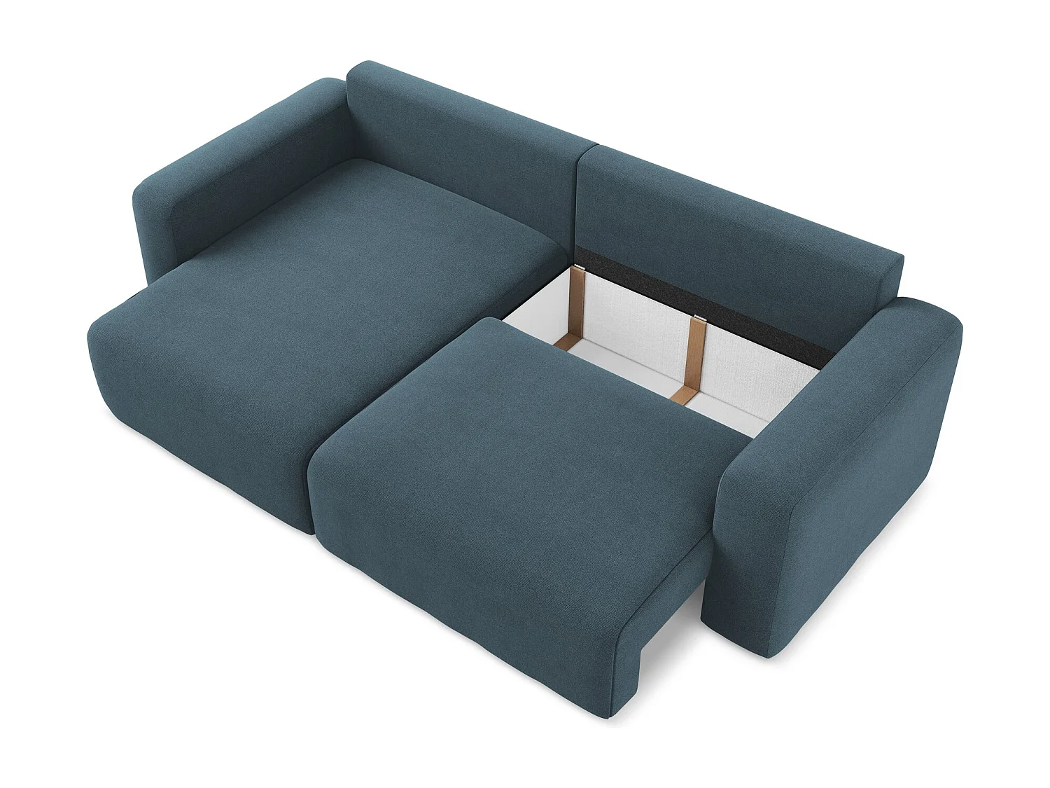 3-Sitzer Ecksofa mit Schlaffunktion - Ecke Links - Strukturstoff - Jeans - KONA