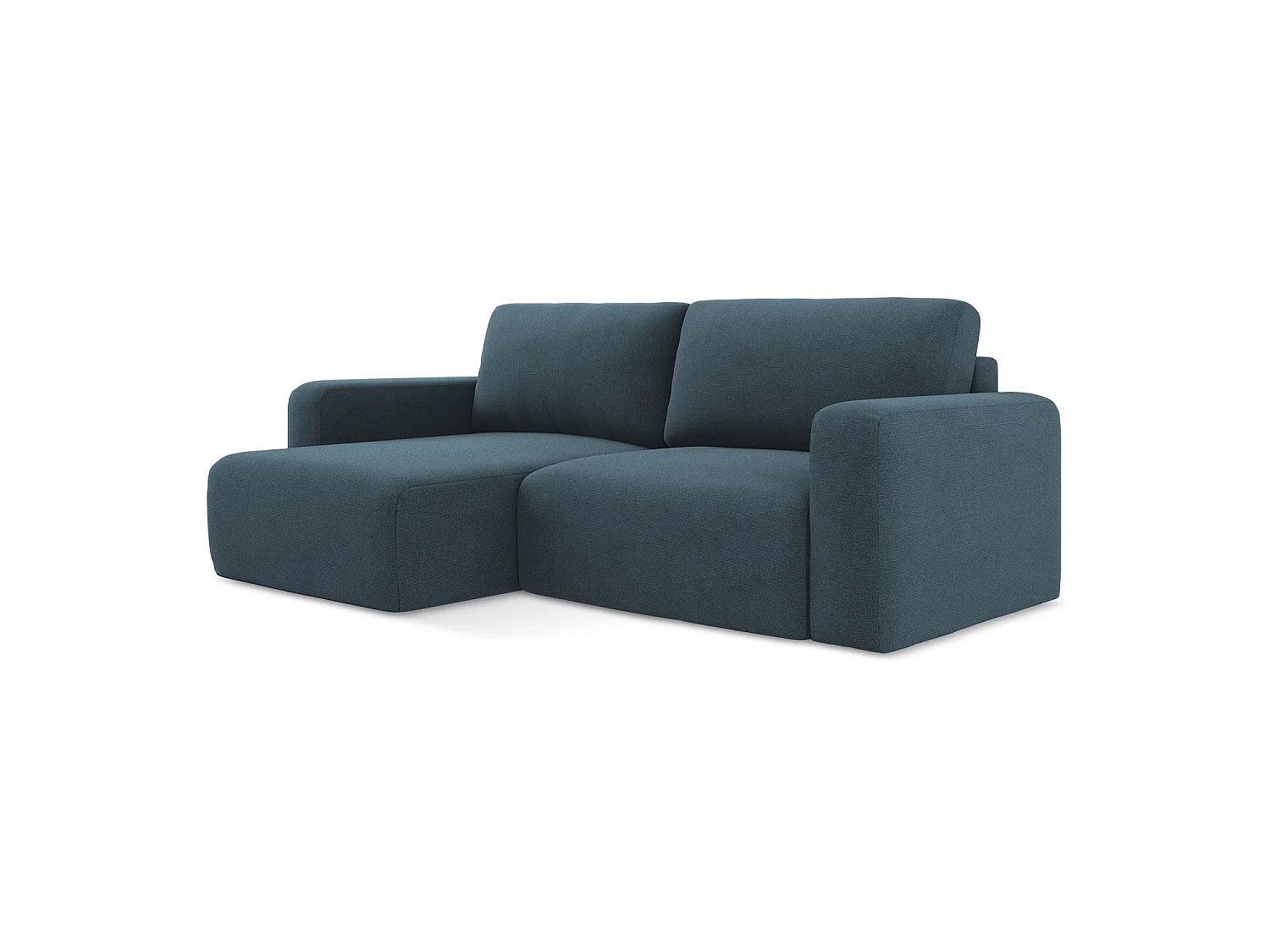 Canapé d’angle 3 places gauche convertible en tissu texturé - jeans - OSTIA