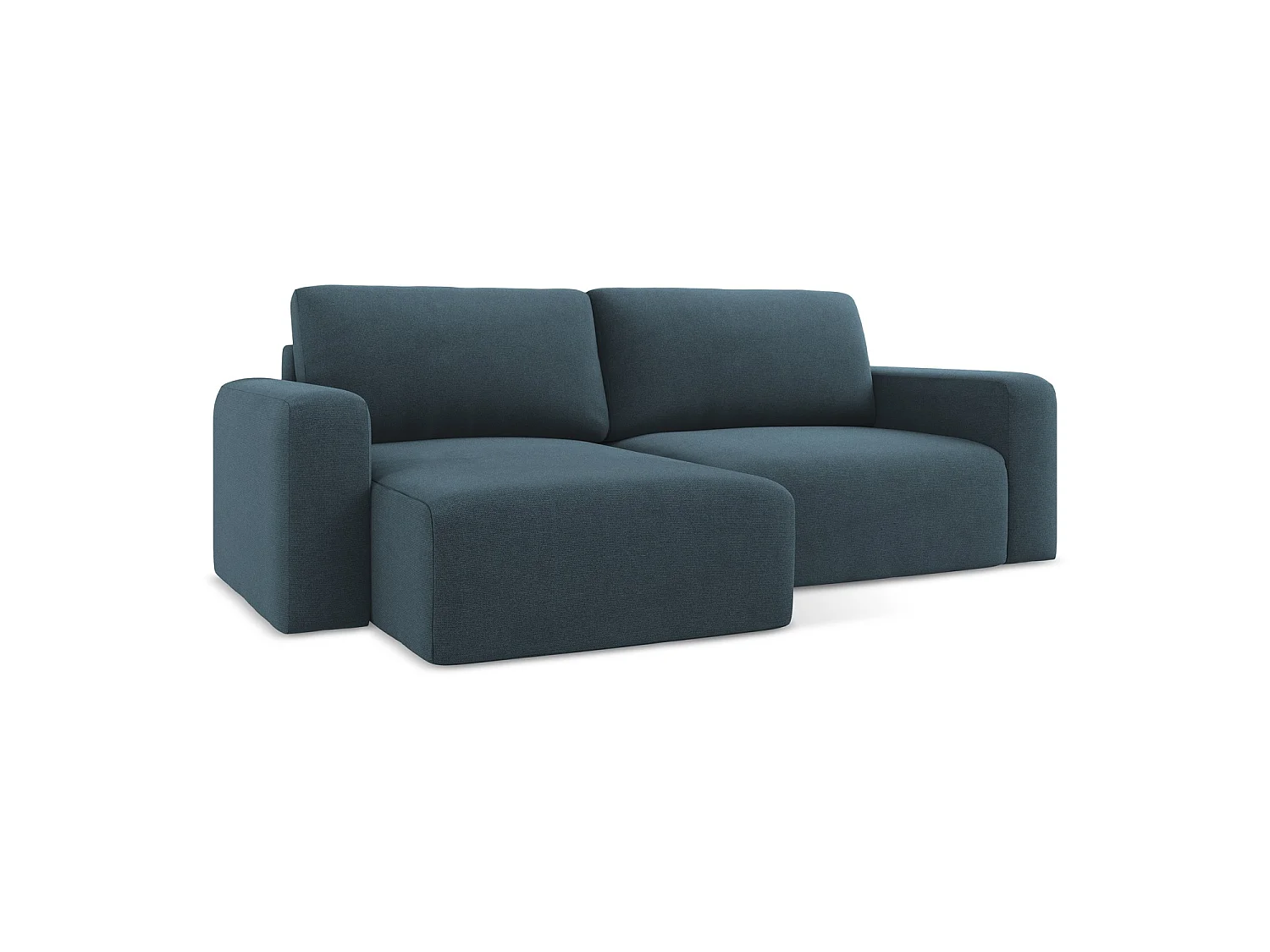 Canapé d’angle 3 places gauche convertible en tissu texturé - jeans - OSTIA