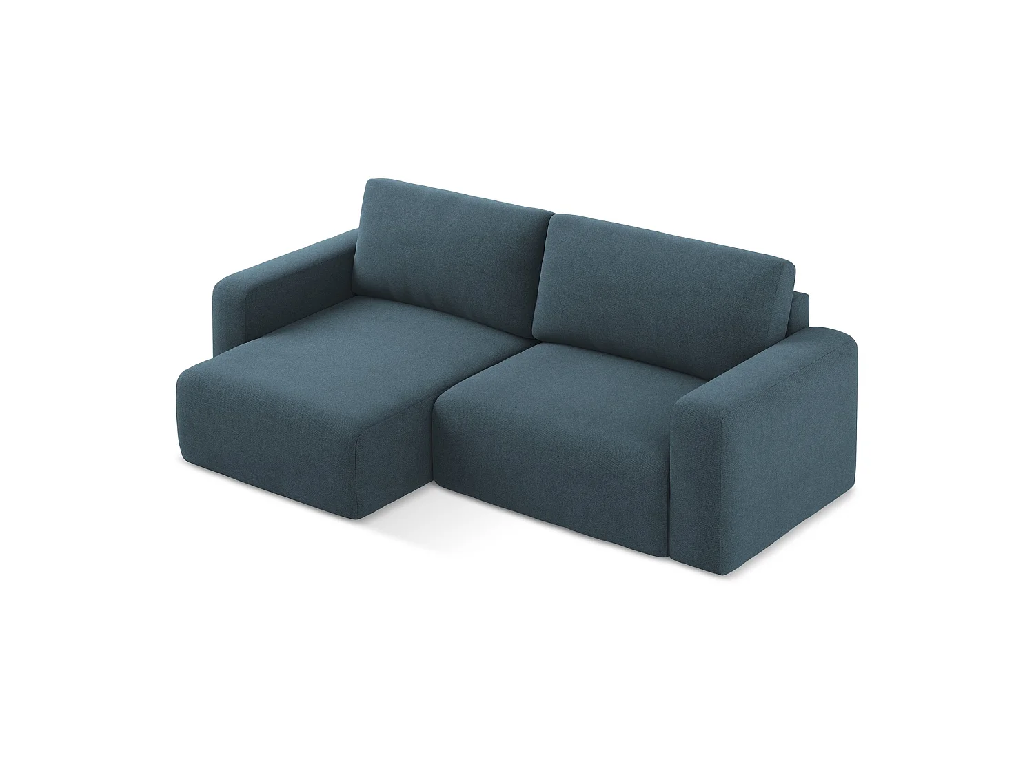 Canapé d’angle 3 places gauche convertible en tissu texturé - jeans - OSTIA