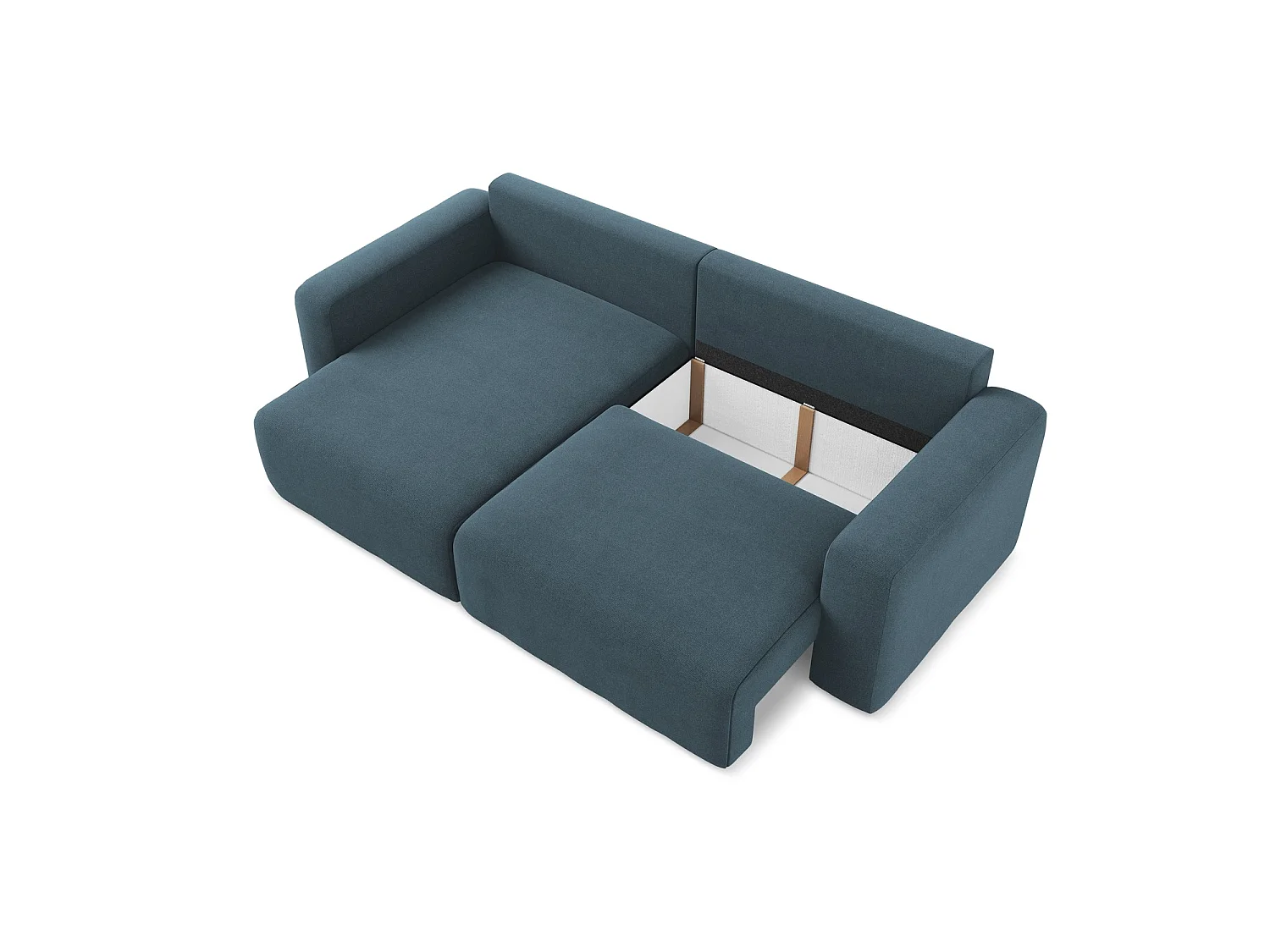 Canapé d’angle 3 places gauche convertible en tissu texturé - jeans - OSTIA