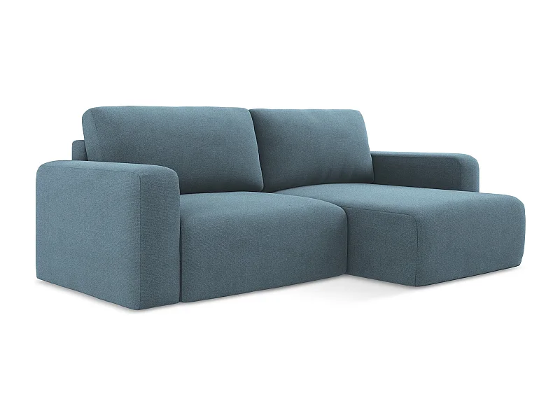 Ecksofa mit Schlaffunktion - Ecke Rechts - Strukturstoff - Hellblau - KONA
