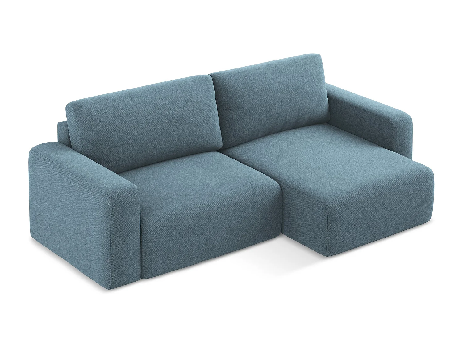 Canapé d’angle 3 places droit convertible en Strukturstoff - bleu clair - KONA