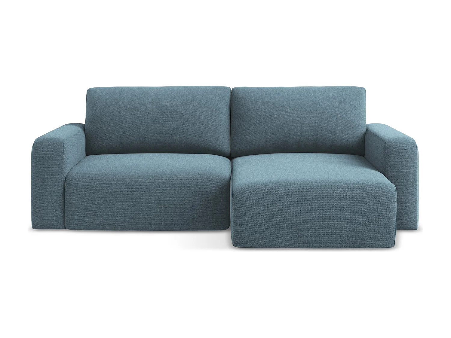 Canapé d’angle 3 places droit convertible en Strukturstoff - bleu clair - KONA