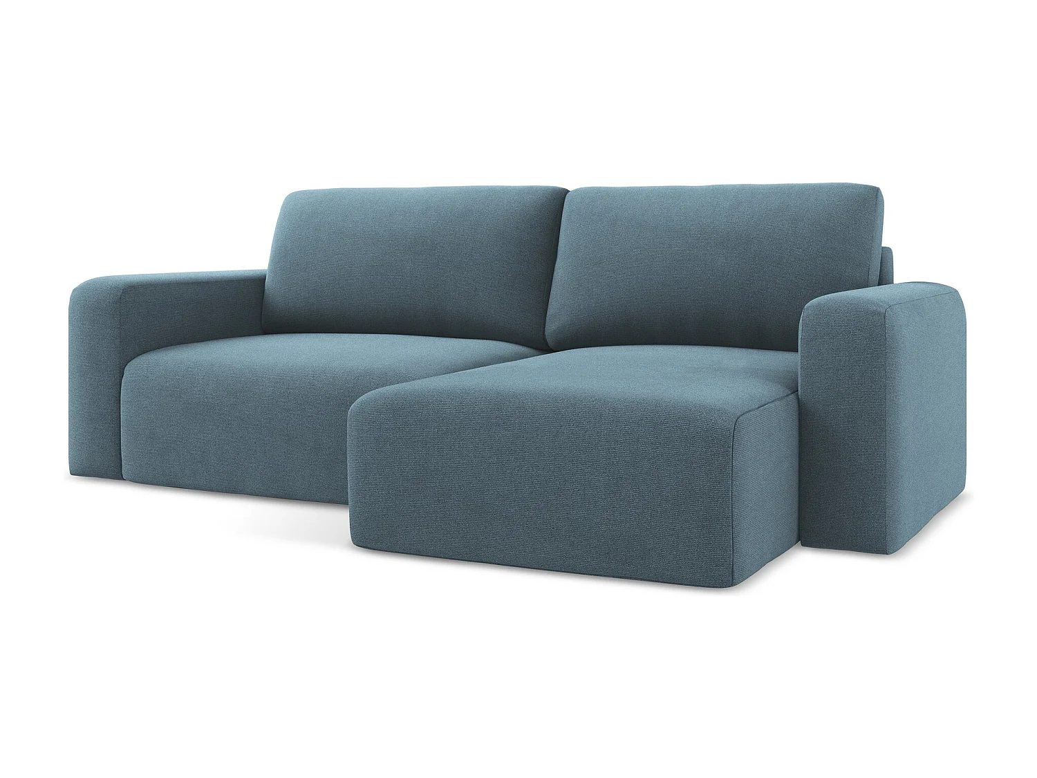 Canapé d’angle 3 places droit convertible en Strukturstoff - bleu clair - KONA