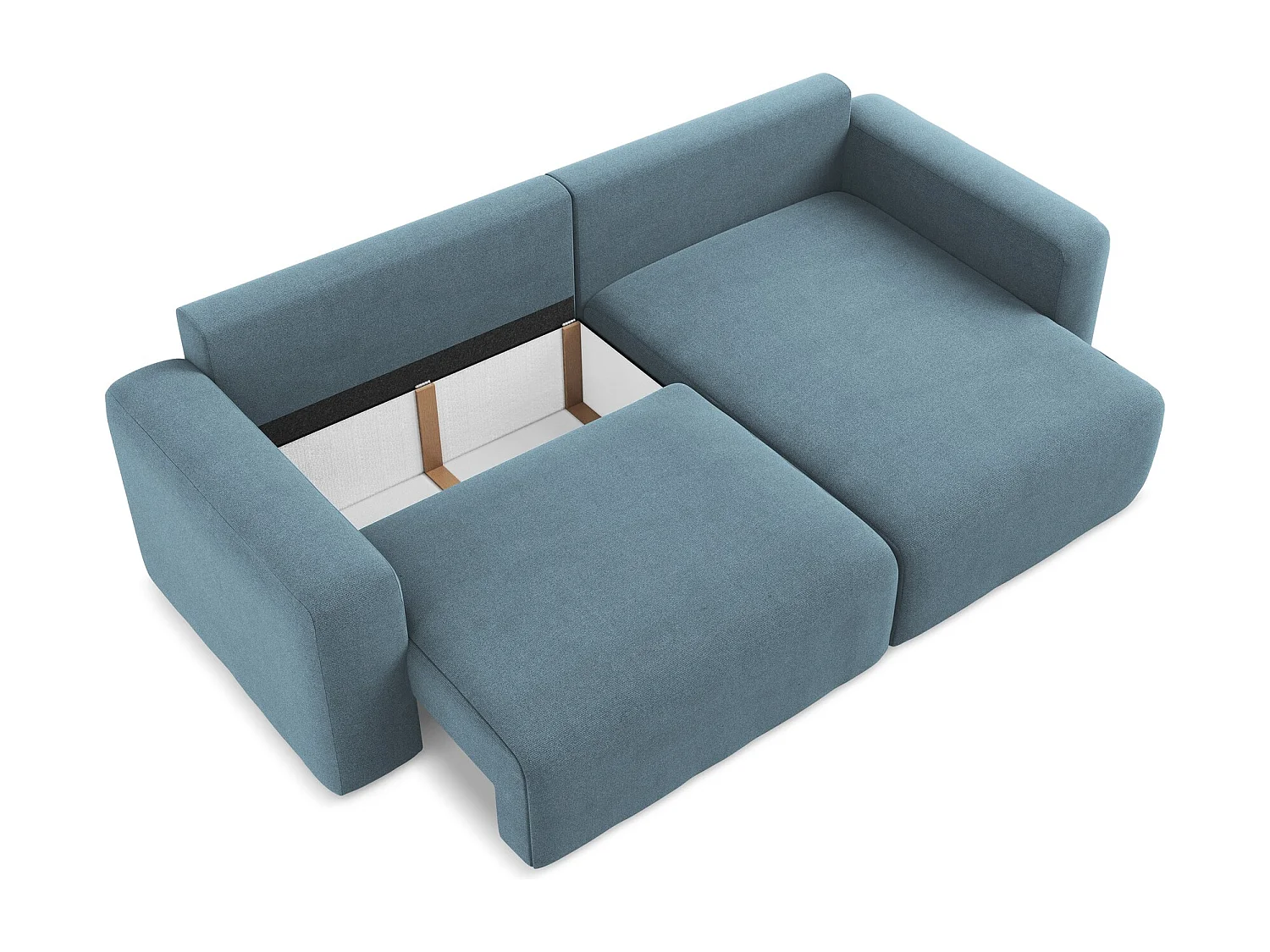 Canapé d’angle 3 places droit convertible en Strukturstoff - bleu clair - KONA