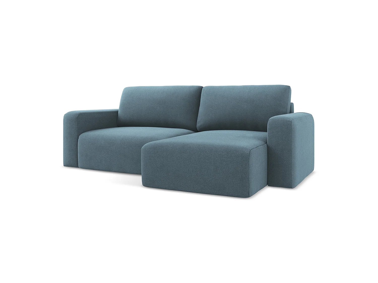 Canapé d'angle droit convertible en tissu texturé - bleu clair - OSTIA