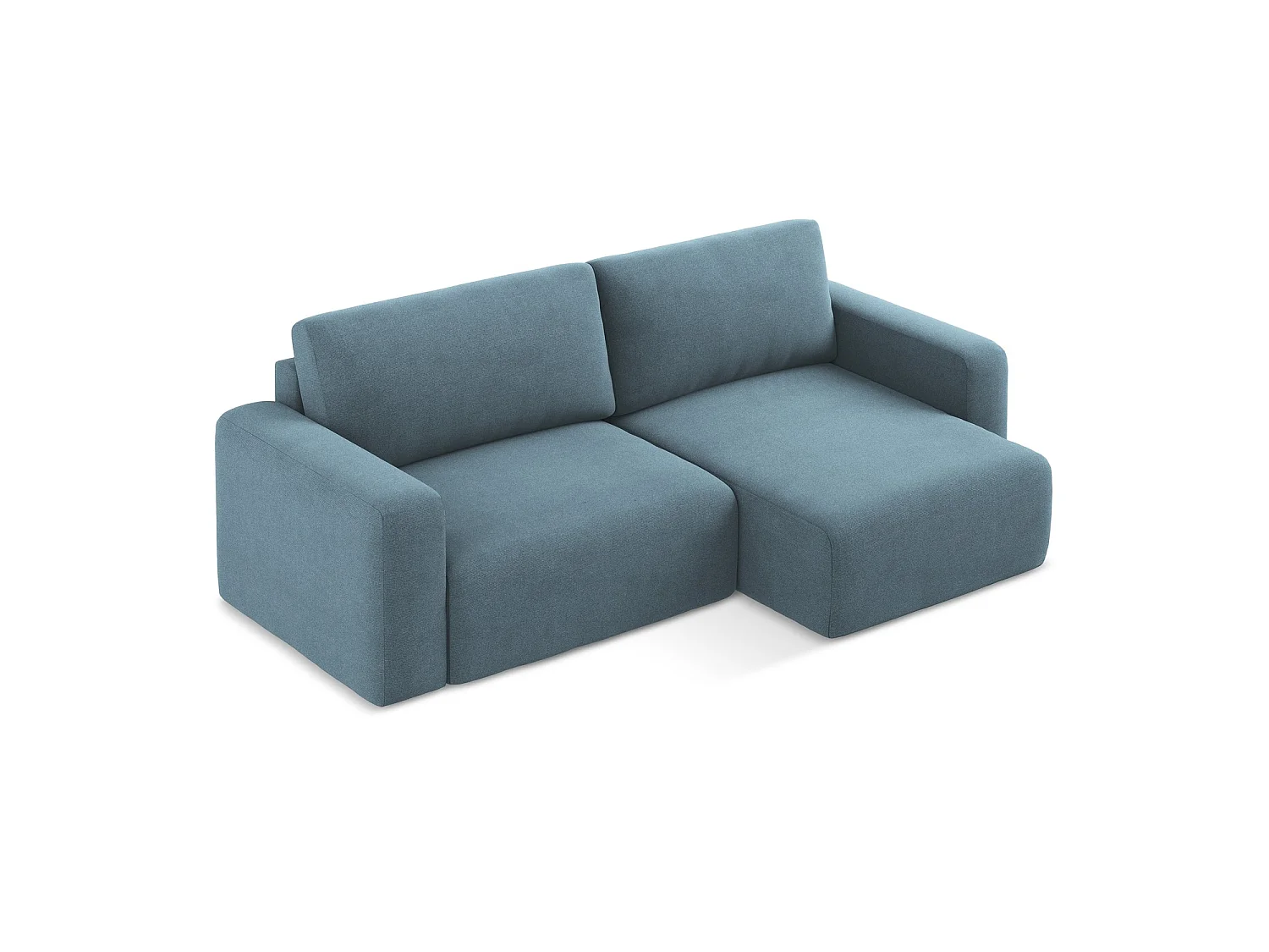 Canapé d'angle droit convertible en tissu texturé - bleu clair - OSTIA