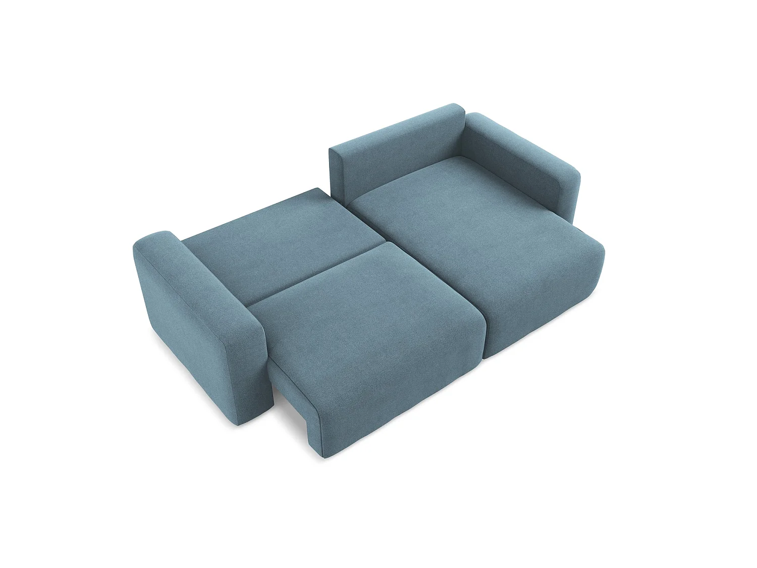 Canapé d'angle droit convertible en tissu texturé - bleu clair - OSTIA