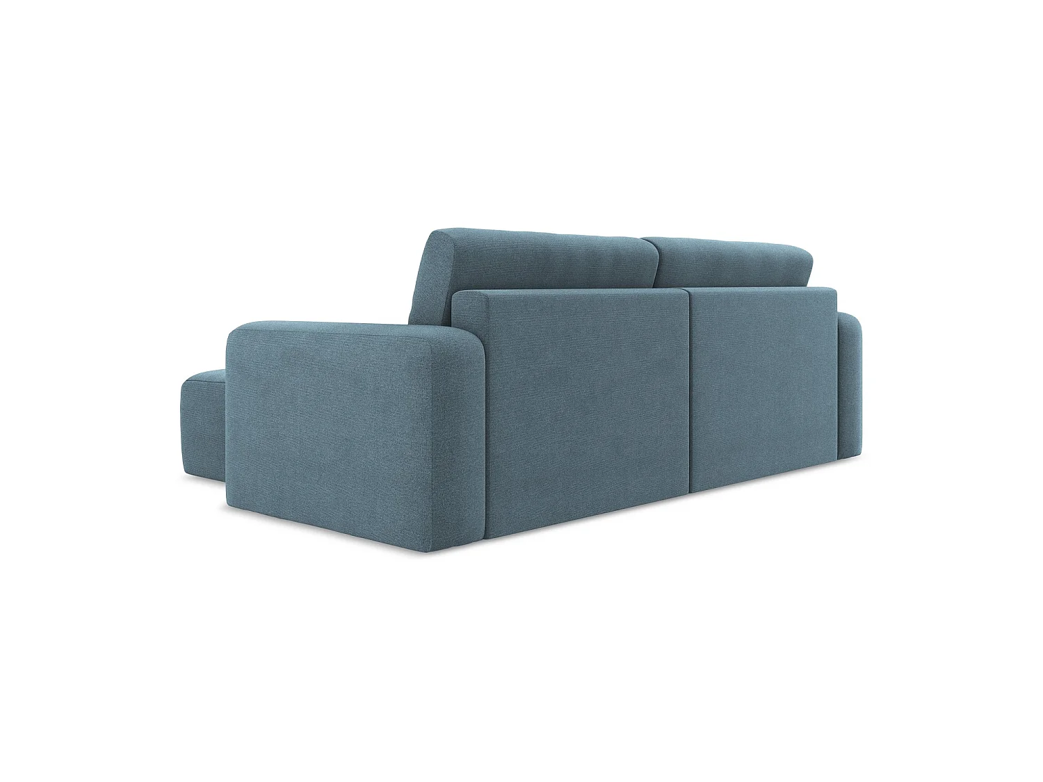Canapé d'angle droit convertible en tissu texturé - bleu clair - OSTIA